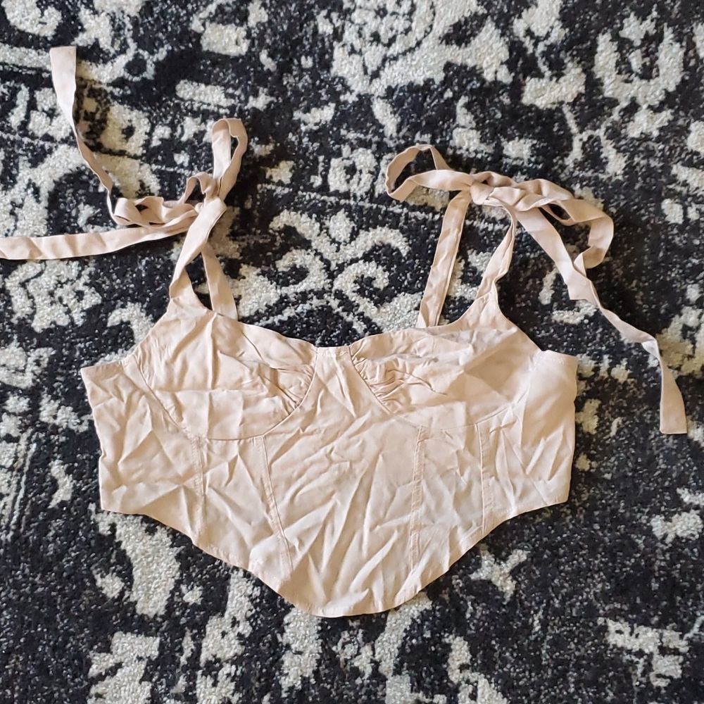 ZAFUL Tie Shoulder Corset Style Top